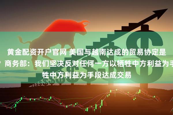 黄金配资开户官网 美国与越南达成的贸易协定是否针对中国？商务部：我们坚决反对任何一方以牺牲中方利益为手段达成交易